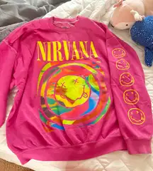 Pink Nirvana Urban Outfitters Sweatshirt Oversized