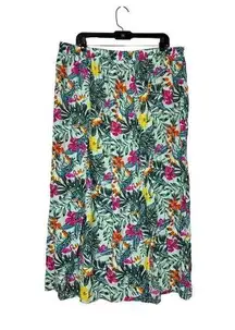 Swim by Cacique Tropical Flamingo Midi Skirt 18/20 Multicolor Floral Side Slits