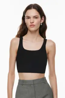 Aritzia Babaton Sculptknit Square Neck Cropped Tank in Black