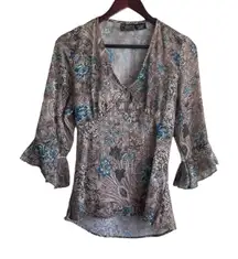 Vintage Route 66 Women Top L Back Tie‎ Sheer Retro Y2K USA Boho Whimsigoth Fairy