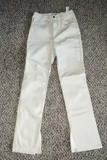 NWOT Zara Women's‎ Cream Faux Leather High Waisted straight leg pants size 6