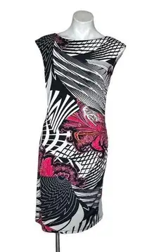 SCAPA Lauren Perre Bodycon Dress Fitted Stretch Ruched Floral Size Large