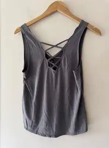 American Eagle Gray Strappy Sueded Soft & Sexy Tank Top