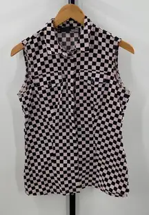 Love Moschino Women's Size 6 Checkerboard Racetrack Vest Black Pink Moto Grunge‎
