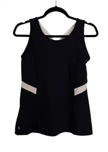 Tonic Active Tank Top Womens Large Black Cream Color Block Crossover Back