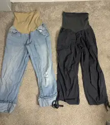 Lot of Maternity full panel pants maternity jeans maternity pants cropped large