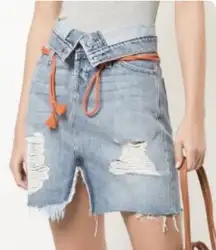 Hudson Women's Sloane Skirt Distressed In Light Blue Size 24