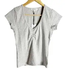 WeWoreWhat Heather Gray Short Sleeve Cotton Jersey Ruched T-Shirt Size Medium