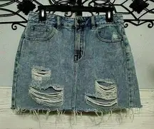 Pac Sun Blue Denim Skirt  Size 26 Waist  Distressed Women's