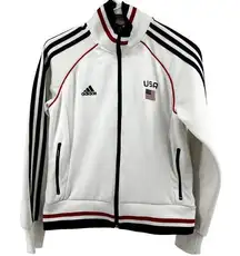 Adidas Vintage  Team USA 11 Track Jacket Full Zip Striped Pocket Athletic White M