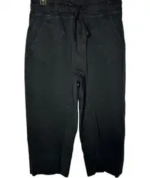 WILT Black Wide Straight Leg Crop Casual Drawstring Sweatpants XS