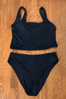 Andie Bikini Set Tank Top 90s High Waisted Bottom‎ Black size XL NWT/NWOT