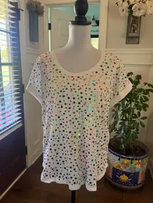 New York & Co Soho NWOT White Tee with Colorful Sequins