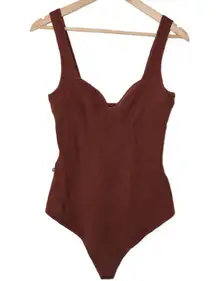 Womens Abercrombie & Fitch Brown Sleeveless V-Neck Knit Bodysuit Top Size XL