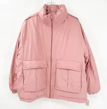 Free People NWT  Duvet Bomber Jacket M Pink