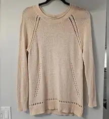 J. Crew Blush Roll Neck Pointelle Beach Sweater Sz S