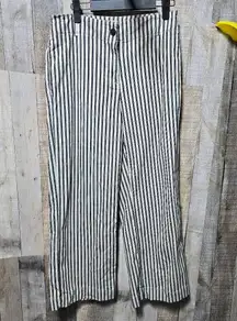 Calypso St Barth Black and Beige Stripe Flare Pants