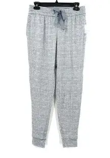 NWT size medium gray white striped‎ jogger sweats pajama bottoms pants tie waist