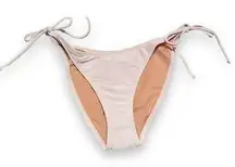 J.Crew  Ribbed Curve-Waist Cheeky String Bikini Swim Bottom in Light Pink Sz M