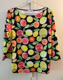 Peck & Peck NYC Stretchy Assorted Fruits Top Large