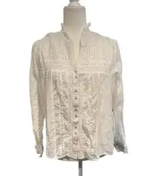 SUNDANCE White Eyelet Embroidered Blouse PM Petite Medium with Cami Liner