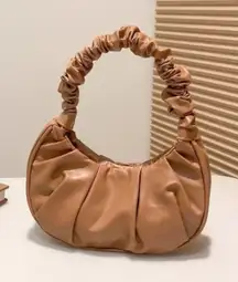 NWT Trendy Scrunch Handle Shoulder MINI Bag – Sleek & Stylish brown