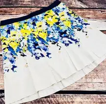 Lane Bryant Pleated A-Line Skirt Women's Size 22 Plus White Blue Yellow Floral