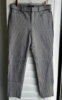 Banana Republic Sloane Houndstooth Slim Pant with Leather Trim size 2