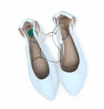 White faux leather pointed toe ballet ballerina coquette preppy academia flats Shoes Sz 7.5