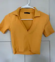 ZARA Orange Collared Top