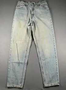 Vtg Levis 950 Relaxed Fit Tapered Leg Jeans Womens 11 JR Light Wash Stained