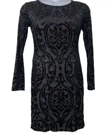 Mystic Size Large Dress Black Velvet Sparkly Long Sleeve Bodycon Dress Short