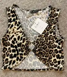 NWT- Just Quella Leopard Anima Print Crop Tank S