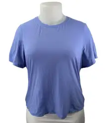 Skims Women's Blue Short Sleeve Crew Neck Stretch Basic T Shirt Tee Top Size M
