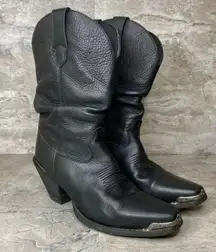 Black Leather 10” Western Boots 6.5