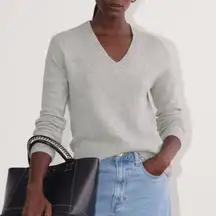 Everlane The Soft Cotton V-Neck Sweater Crop Waist Grey Size XXS XS