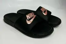 Nike Benassi Slides black & rose gold slides size 8