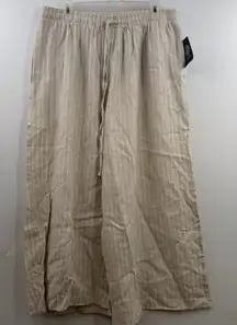 Vince Camuto Wide leg linen blend pull on drawstring pants women's Large NWT