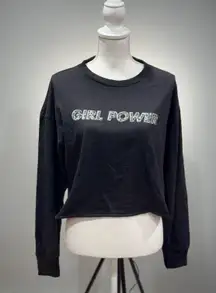 CLEARANCE! Black Boutique Girl Power Graphic Print Crewneck Top Size M NWT