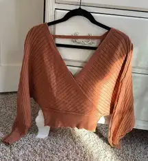 Orange Soft Low Cut Open Back Sweater 