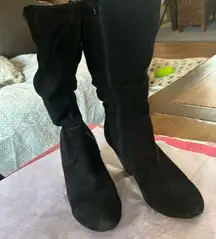 Suede leather boots size9.5 wood effect heels