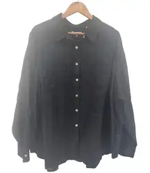 Foxcroft Black Textured Circle Pattern Button Down Shirt Women's 24W
