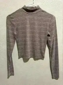 Arizona Jean Co Women’s Mockneck Green‎ Stripe Rayon Top Size S