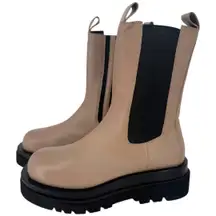 Jeffrey Campbell Womens Tanked Chelsea Boots Beige Zip Up Platform Size 10