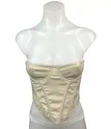 Out From Under Cream White Strapless Bustier Boned Corset Crop Tube Top Size S