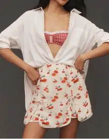 Farm Rio Cherry Print Linen Blend Skort, Size XL