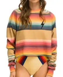 Aviator Nation Serape Bolt Stitch Cropped Crew Sweatshirt