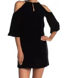 Trina Turk Black SILK VELVET Cold Shoulder BOW Cocktail Dress Sz 4