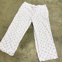 Vintage pointelle coquette rose floral ruffled pj pants