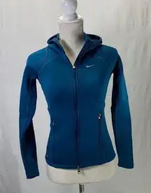 Nike Therma Fit Full Zip Dark Teal Hoodie Size XS